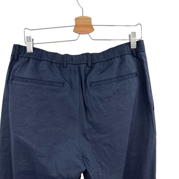 Theory Curtis B Pants Drawstring Crunch Linen Navy Blue Size Medium - Picture 7 of 12